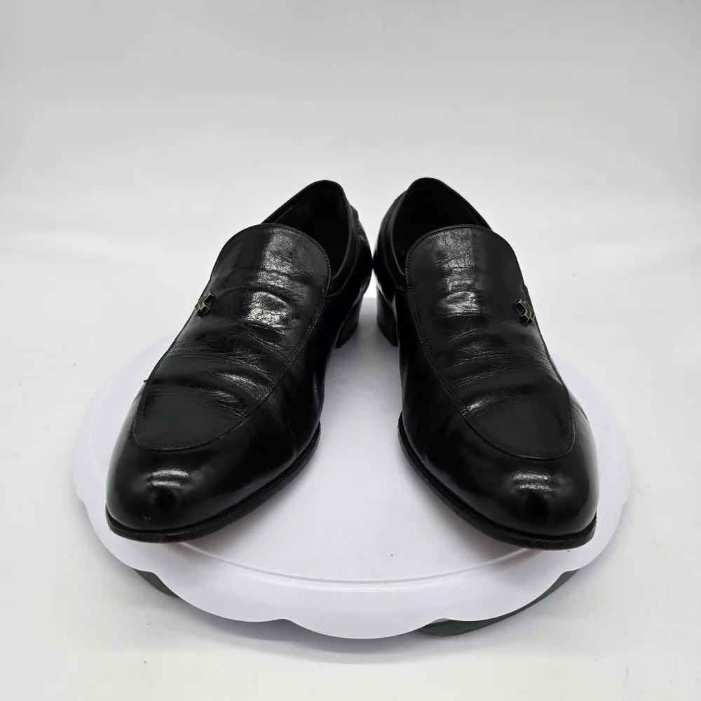 The Florsheim Shoe Men's 7.5 D Black Leather Loafers Slip-On Designer Collection